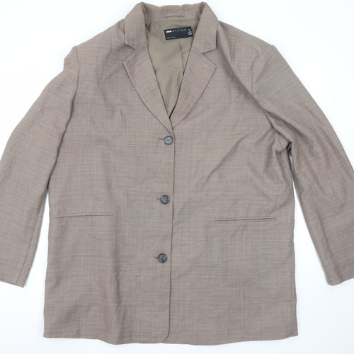 ASOS DESIGN Women Brown Tall Blazer UK 16 Single-Breasted Jacket