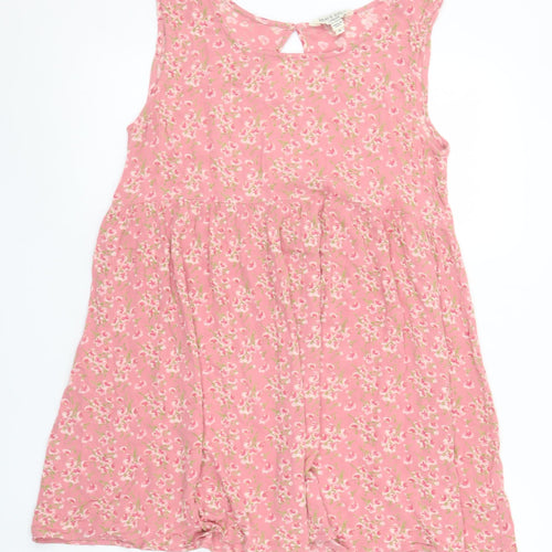Brave Soul Women Pink Floral Sleeveless Shift Dress M