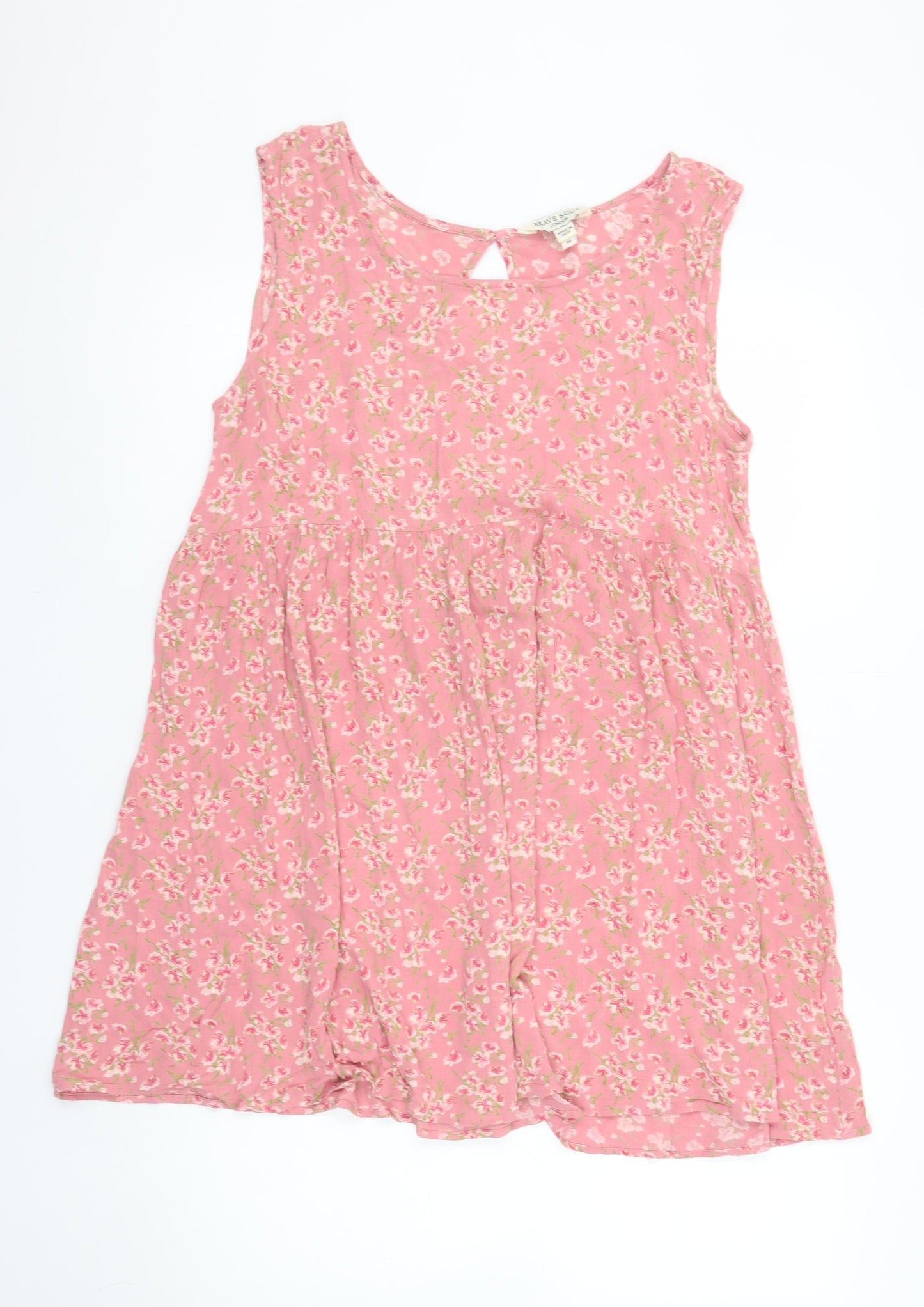 Brave Soul Women Pink Floral Sleeveless Shift Dress M
