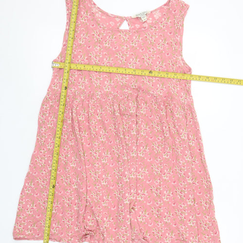 Brave Soul Women Pink Floral Sleeveless Shift Dress M