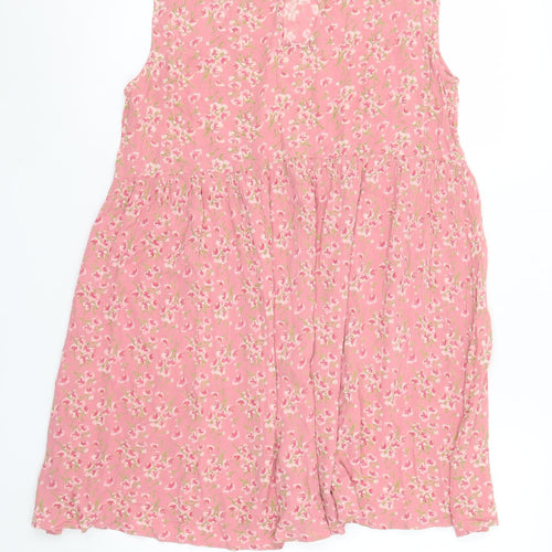 Brave Soul Women Pink Floral Sleeveless Shift Dress M