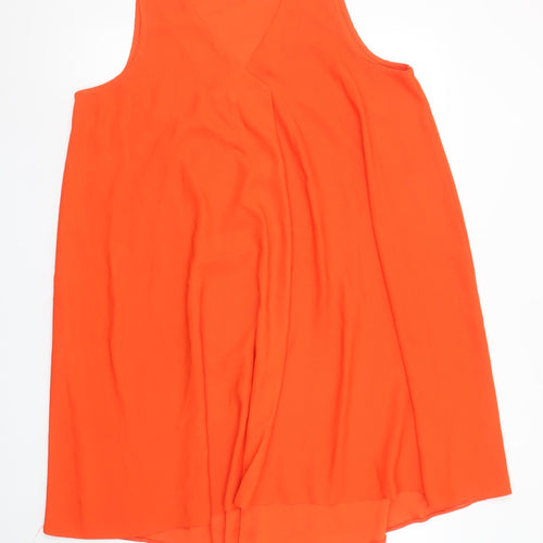 River Island Women’s Orange Sleeveless Shift Dress Size 16