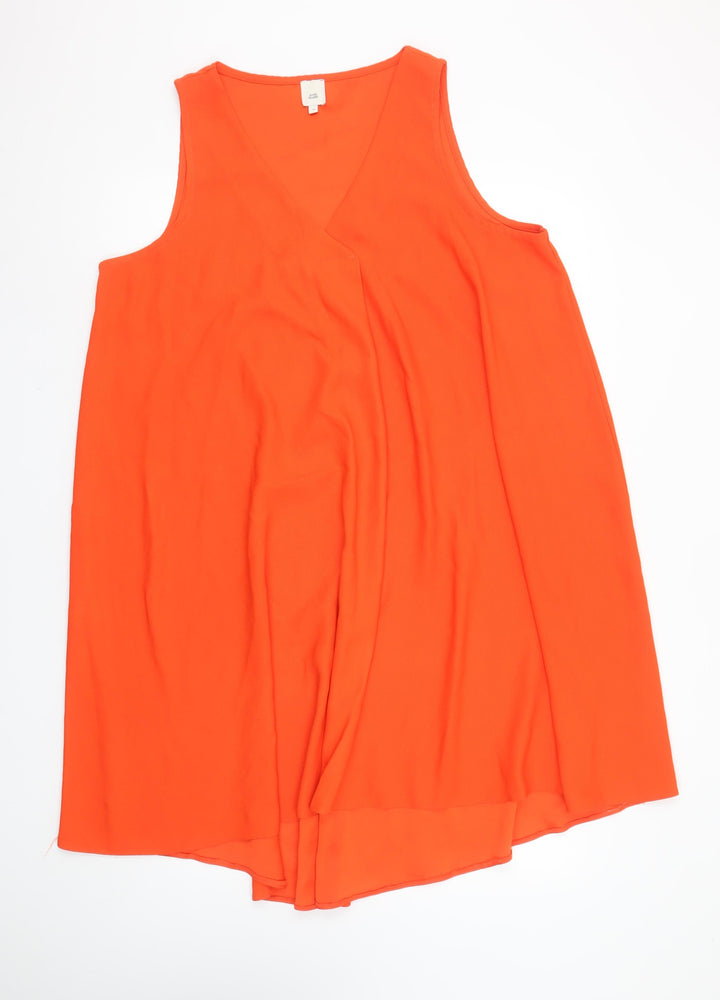 River Island Women’s Orange Sleeveless Shift Dress Size 16