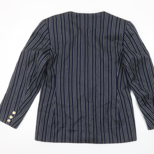 Dorene Women’s Blue Pinstripe Wool Blazer Size 16 Single-Breasted Classic Fit
