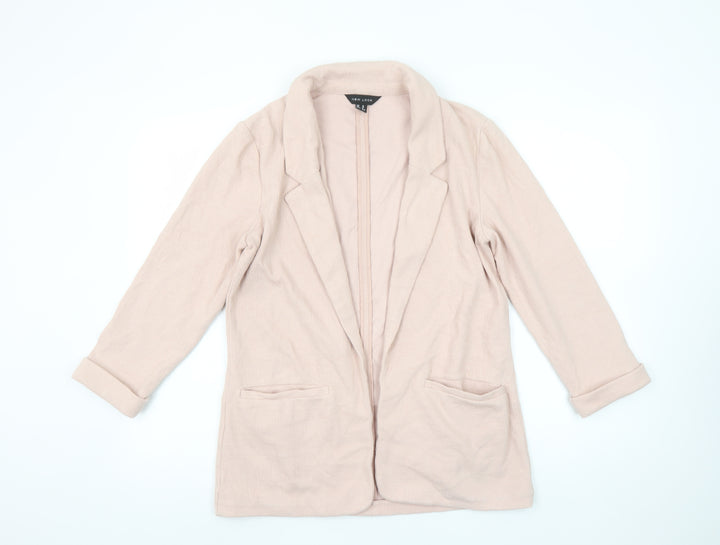 New Look Women Beige Regular Fit Long Sleeve Woven Blazer Size 10