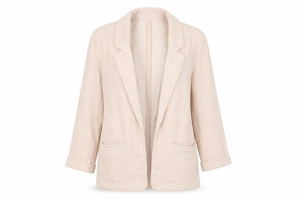 New Look Women Beige Regular Fit Long Sleeve Woven Blazer Size 10