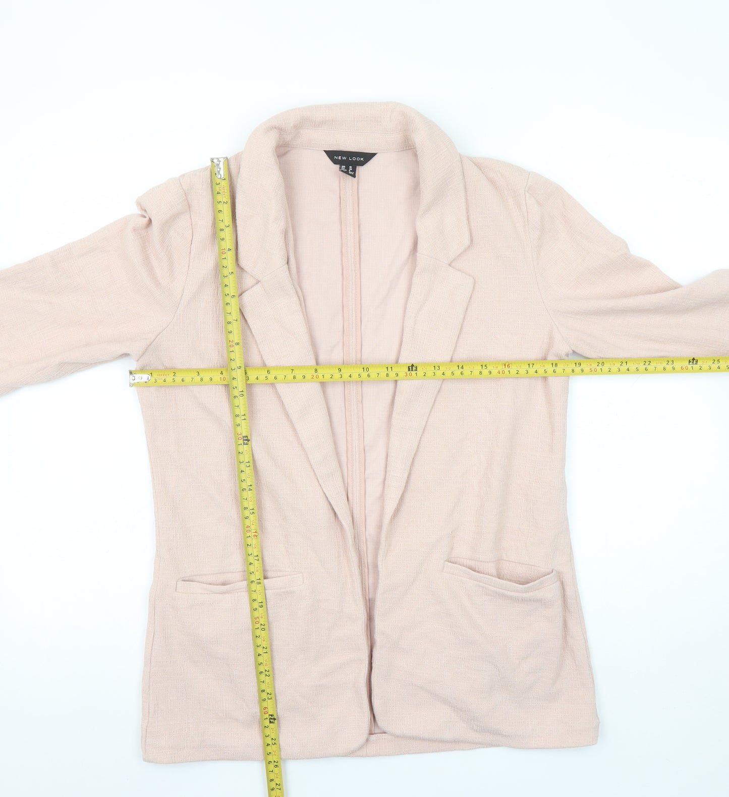 New Look Women Beige Regular Fit Long Sleeve Woven Blazer Size 10