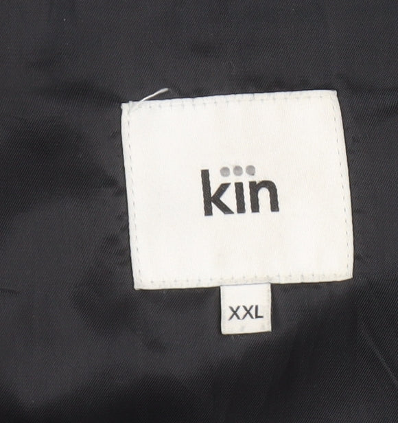 Kin Men’s Black 2XL Mid-Length Cotton Blend Rain Coat