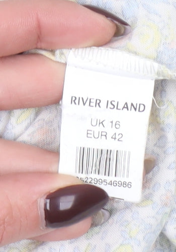 River Island Women's Multicoloured Floral Shirt Dress Size 16