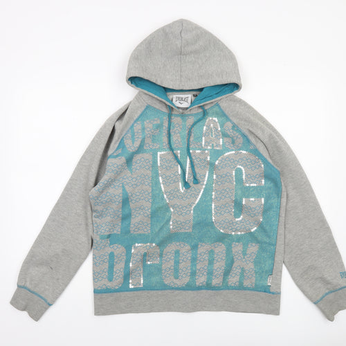 Everlast Women's Grey Blue NYC Bronx Sequin Hoodie Size 16