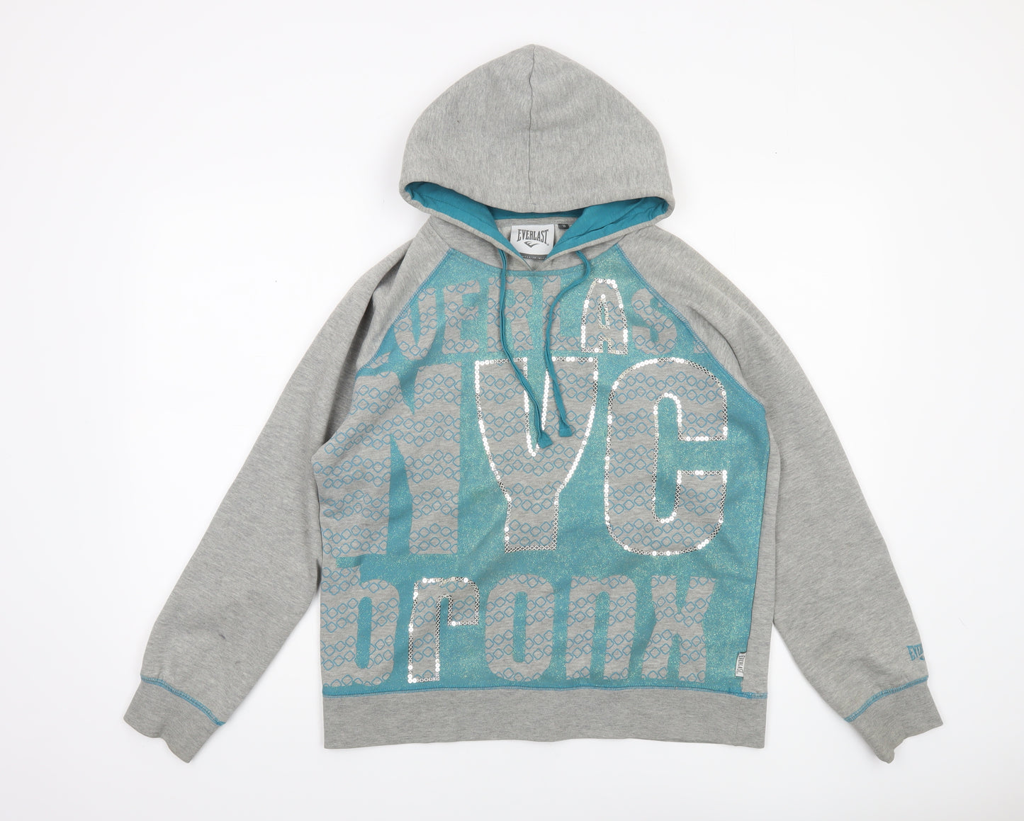 Everlast Women's Grey Blue NYC Bronx Sequin Hoodie Size 16
