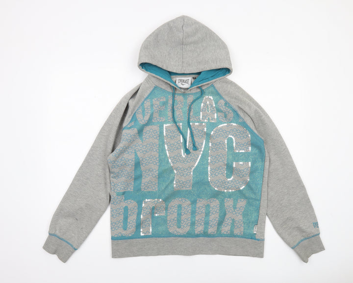 Everlast Women's Grey Blue NYC Bronx Sequin Hoodie Size 16