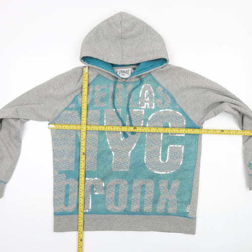 Everlast Women's Grey Blue NYC Bronx Sequin Hoodie Size 16