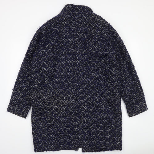 Maison de Nimes Women Blue Wool Blend Mid-Length Overcoat Size 10