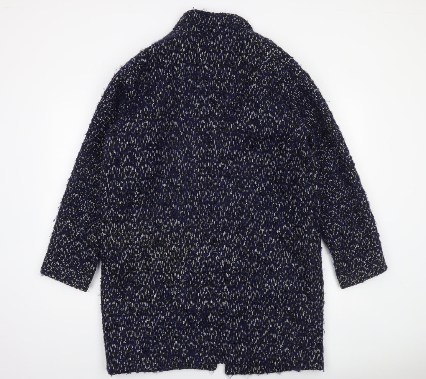 Maison de Nimes Women Blue Wool Blend Mid-Length Overcoat Size 10