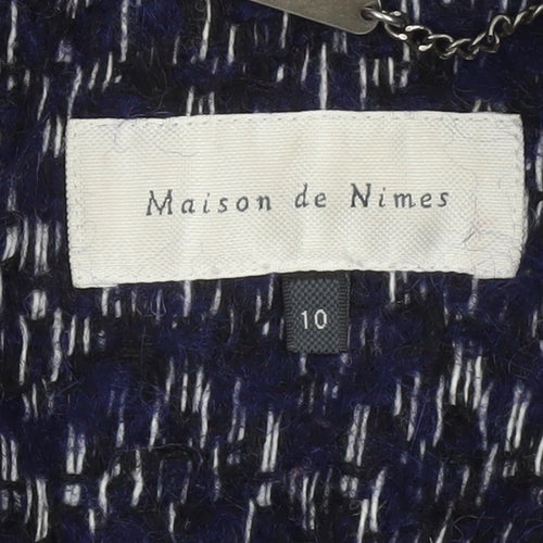 Maison de Nimes Women Blue Wool Blend Mid-Length Overcoat Size 10
