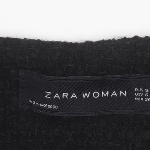 Zara Women Black Wool Blend Biker Jacket Size S