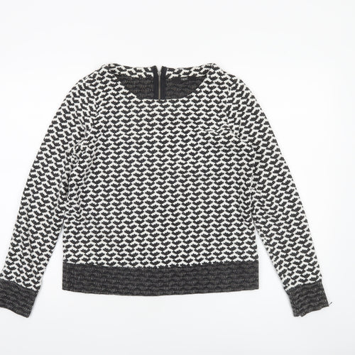 Next Women’s Black Geometric Knit Long Sleeve Blouse UK 8