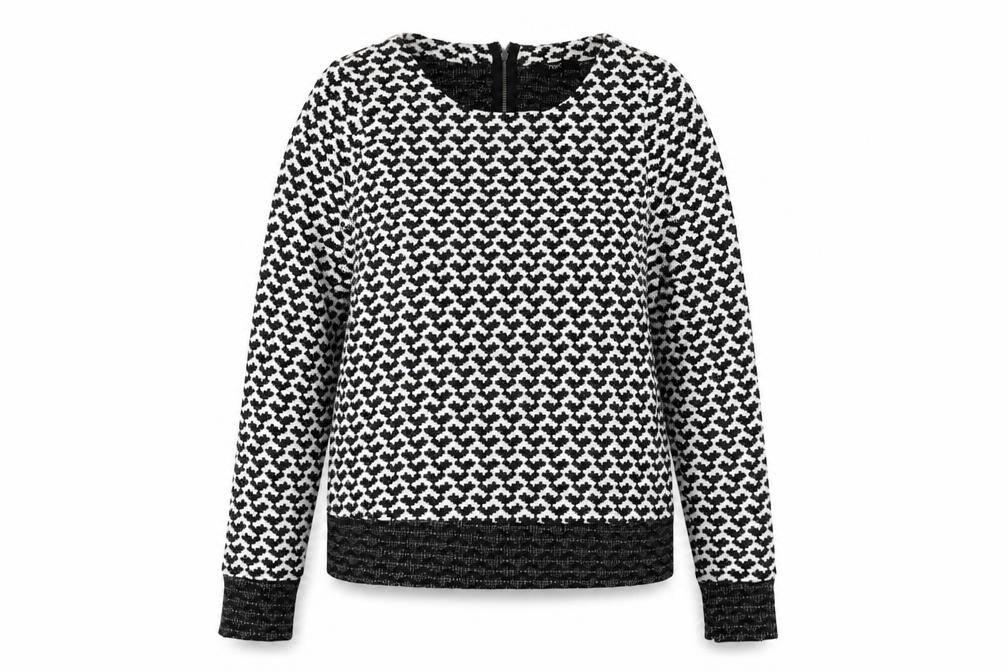 Next Women’s Black Geometric Knit Long Sleeve Blouse UK 8