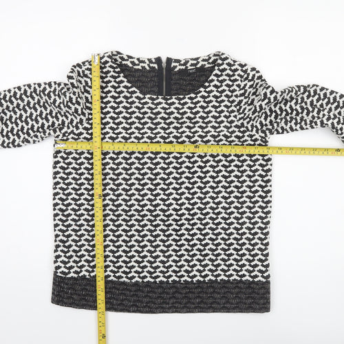Next Women’s Black Geometric Knit Long Sleeve Blouse UK 8