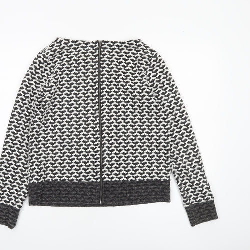 Next Women’s Black Geometric Knit Long Sleeve Blouse UK 8