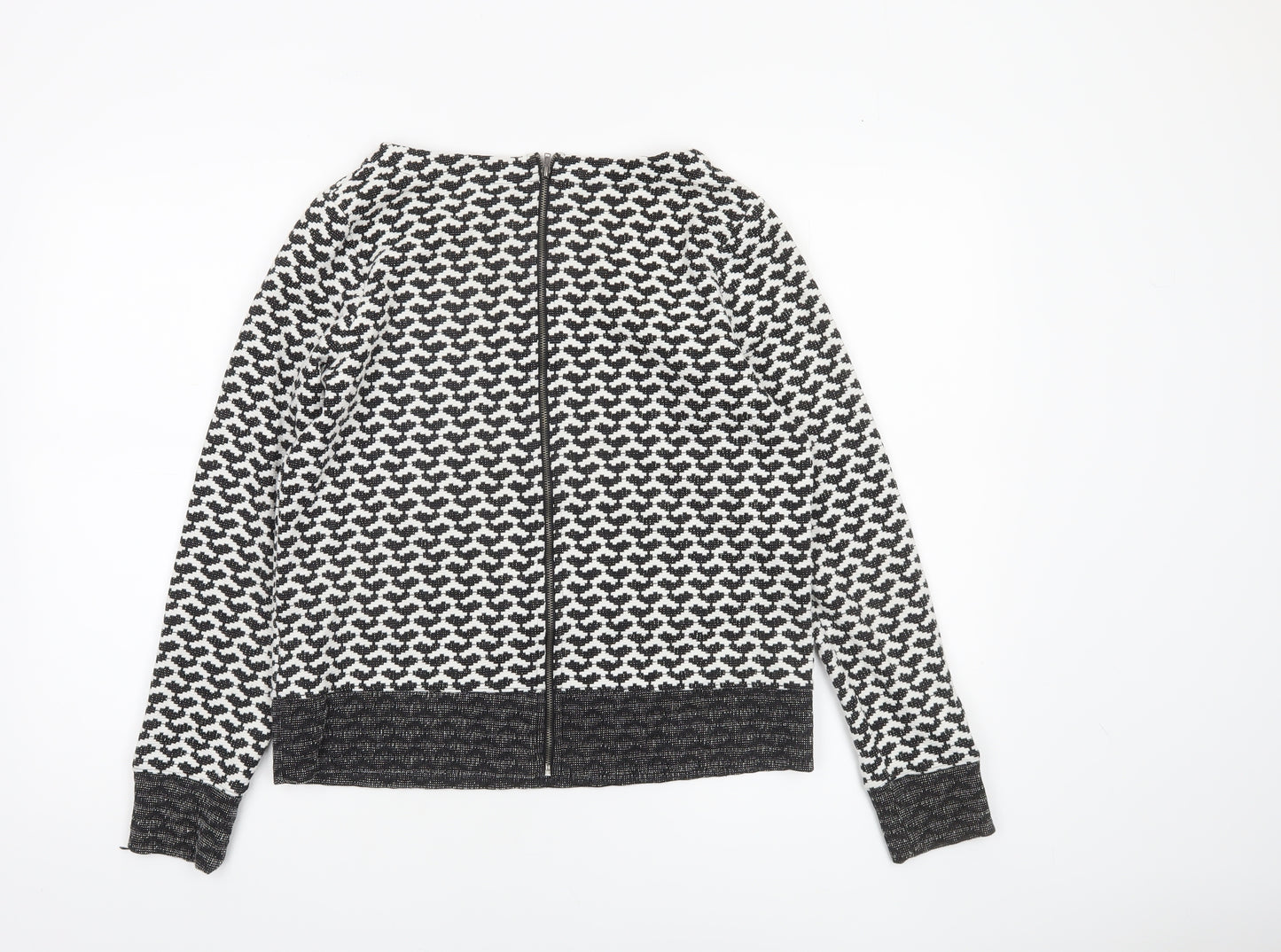 Next Women’s Black Geometric Knit Long Sleeve Blouse UK 8