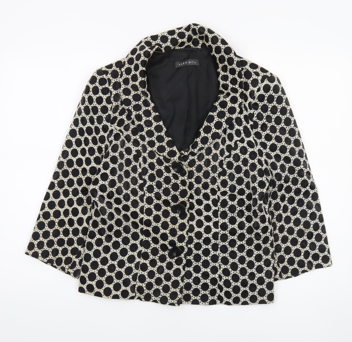 Alex & Co. Women’s Black Polka Dot Lined Blazer UK 12 Classic Fit