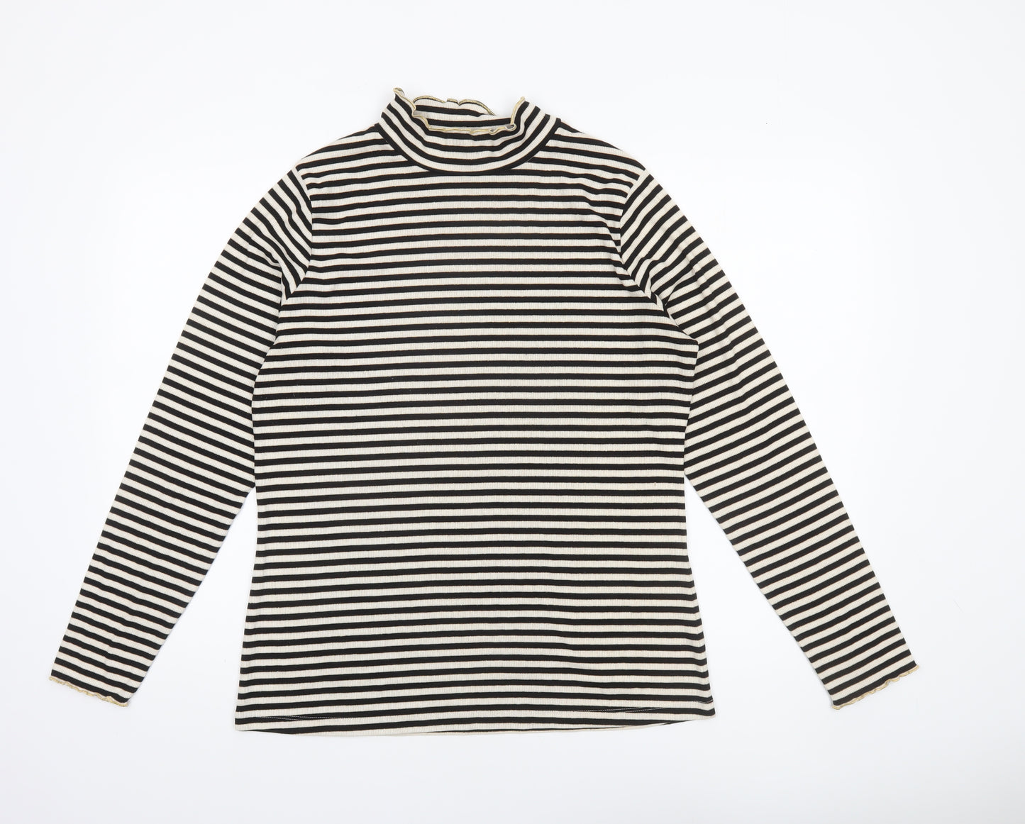 F&F Women’s Black Striped Roll Neck Long Sleeve Top Size 20