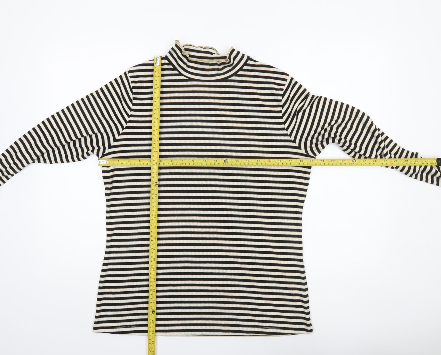 F&F Women’s Black Striped Roll Neck Long Sleeve Top Size 20