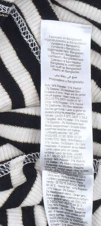 F&F Women’s Black Striped Roll Neck Long Sleeve Top Size 20