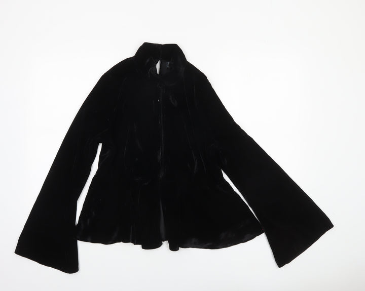ASOS Design Women’s Black Velvet Wrap Blouse Size 14 Long Sleeve