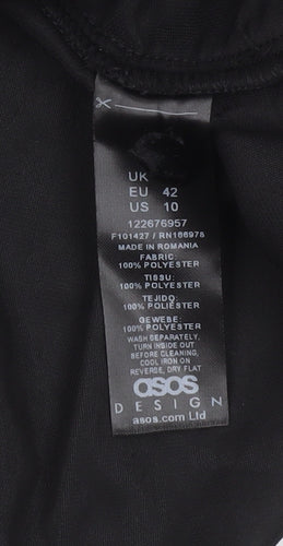 ASOS Design Women’s Black Velvet Wrap Blouse Size 14 Long Sleeve