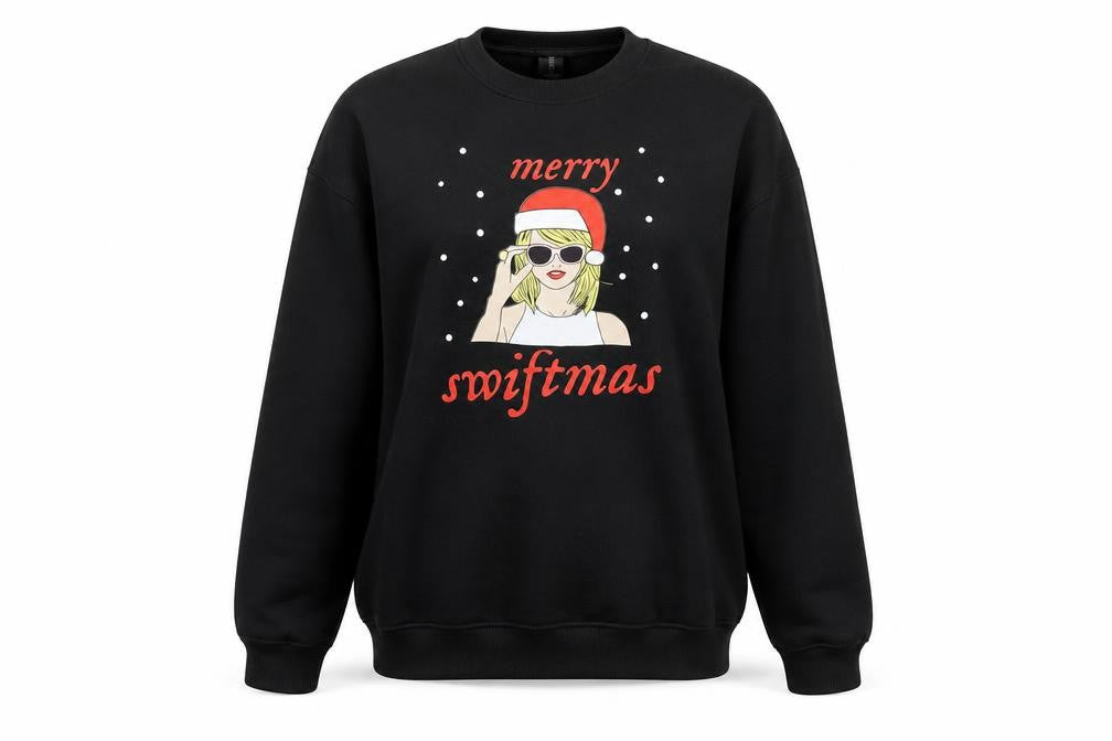 Gildan Womens Black Merry Swiftmas Sweatshirt XL Heavy Blend