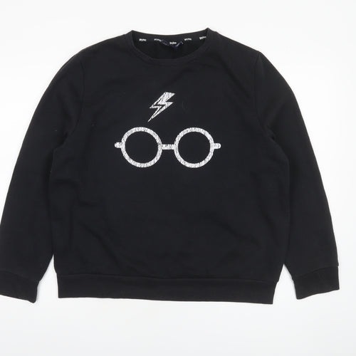 Harry Potter Womens Black L Sweatshirt Lightning Glasses Graphic Pullover