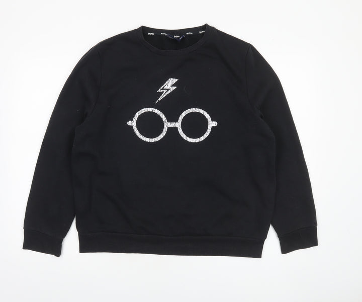Harry Potter Womens Black L Sweatshirt Lightning Glasses Graphic Pullover
