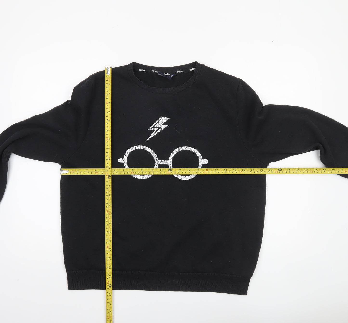 Harry Potter Womens Black L Sweatshirt Lightning Glasses Graphic Pullover