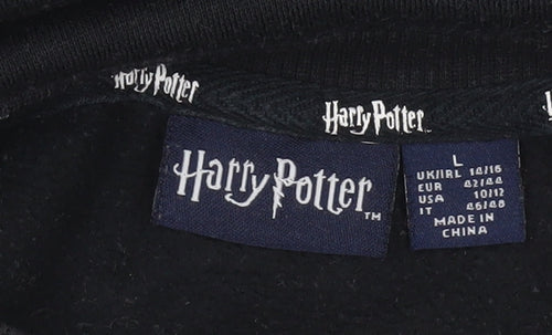 Harry Potter Womens Black L Sweatshirt Lightning Glasses Graphic Pullover