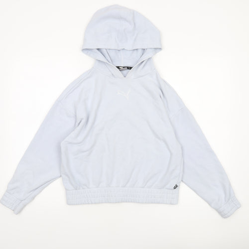 Puma Women’s Light Blue Pullover Hoodie Size Small Cotton Blend