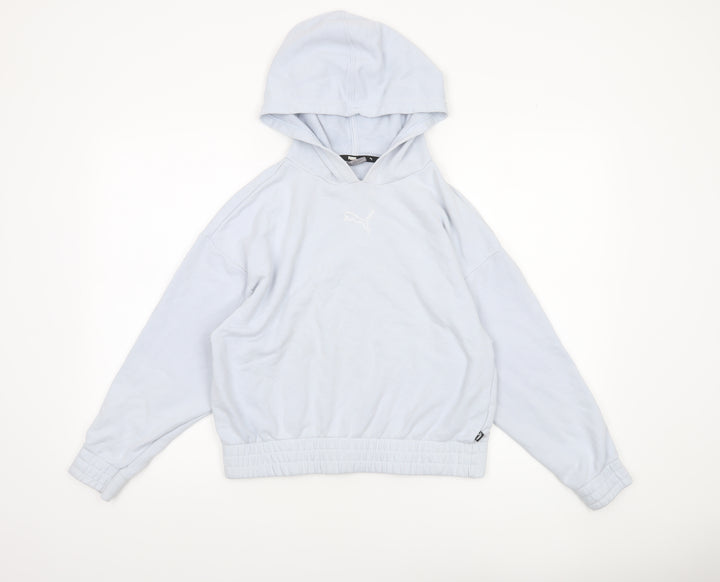 Puma Women’s Light Blue Pullover Hoodie Size Small Cotton Blend