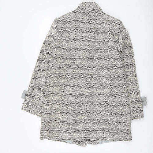 Kesta London Womens Grey Herringbone Wool Blend Mid-Length Coat Size 10