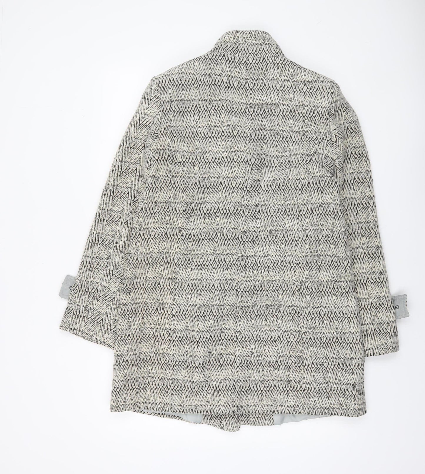 Kesta London Womens Grey Herringbone Wool Blend Mid-Length Coat Size 10