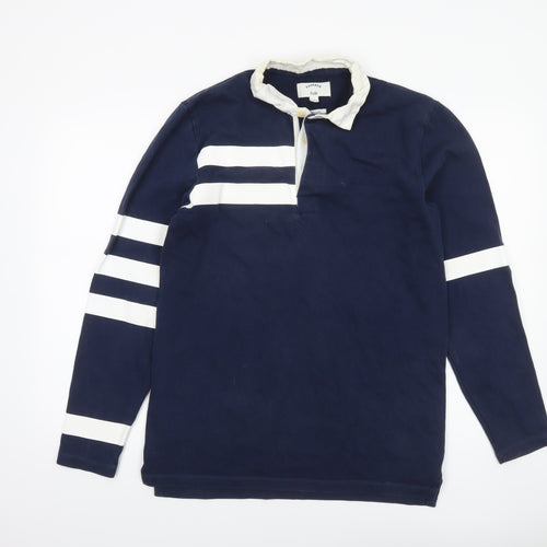 FatFace Men’s Blue Long Sleeve Striped Polo Shirt Size S 100% Cotton