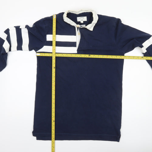FatFace Men’s Blue Long Sleeve Striped Polo Shirt Size S 100% Cotton