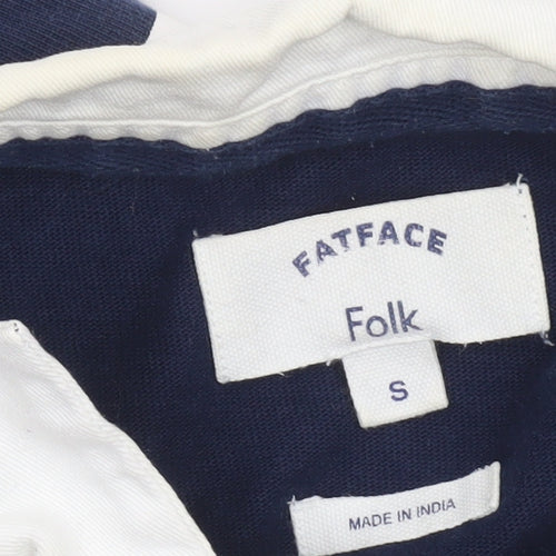 FatFace Men’s Blue Long Sleeve Striped Polo Shirt Size S 100% Cotton