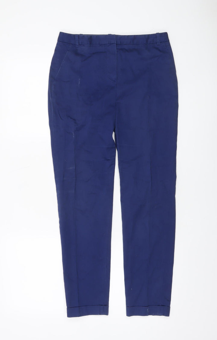Caroll Women Blue Chino Slim Fit Cotton Stretch Trousers Size 8