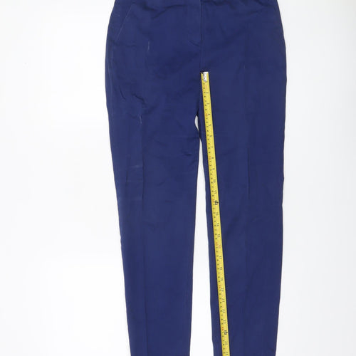 Caroll Women Blue Chino Slim Fit Cotton Stretch Trousers Size 8