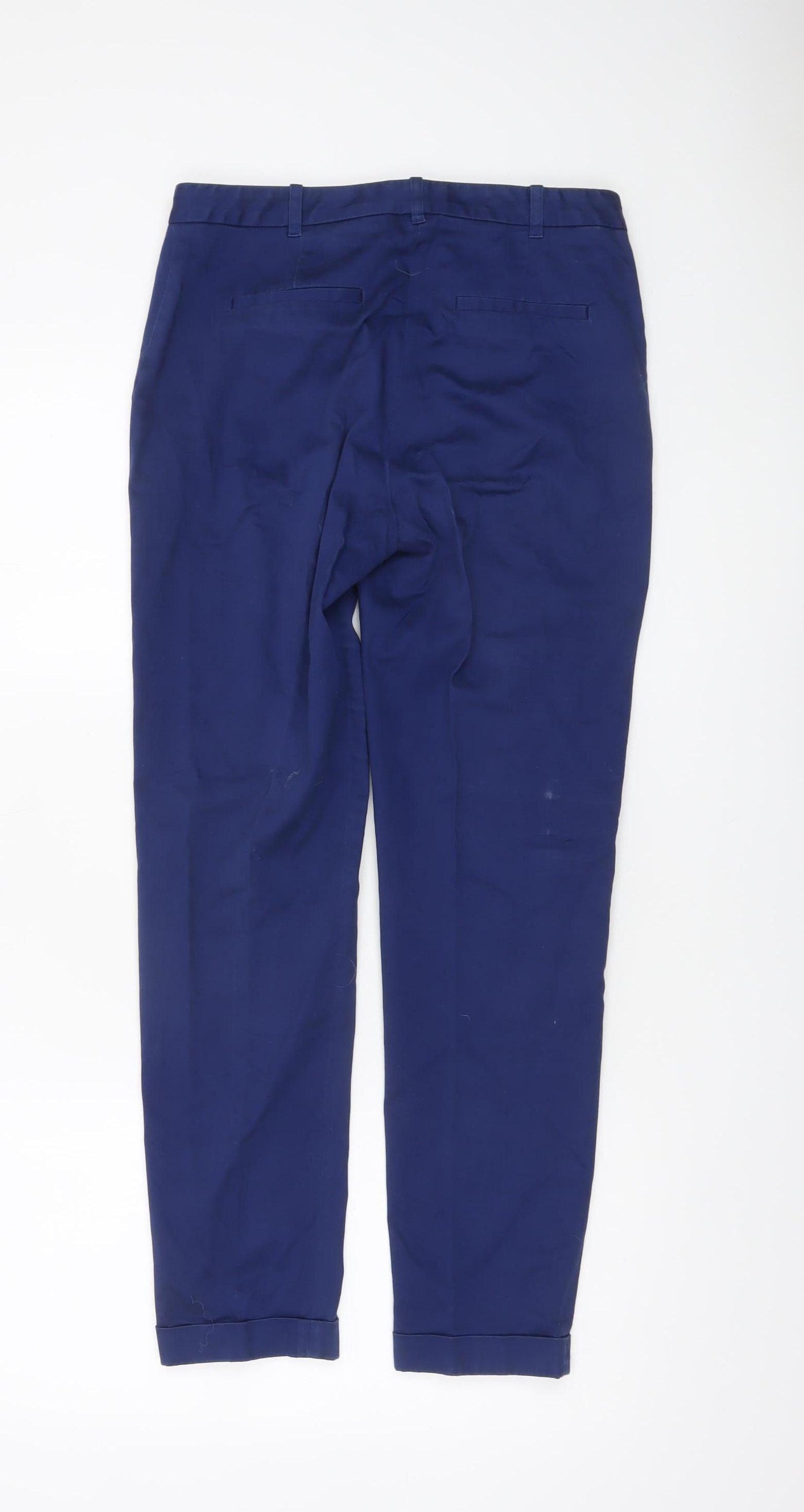 Caroll Women Blue Chino Slim Fit Cotton Stretch Trousers Size 8