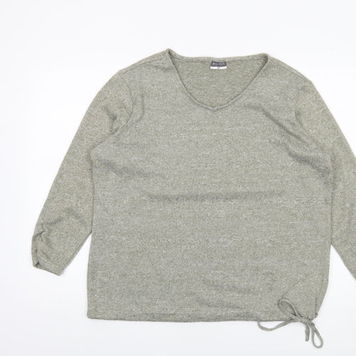 Beloved Women’s Grey V-Neck Long Sleeve Pullover Jumper Size 2XL