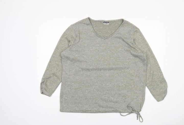 Beloved Women’s Grey V-Neck Long Sleeve Pullover Jumper Size 2XL