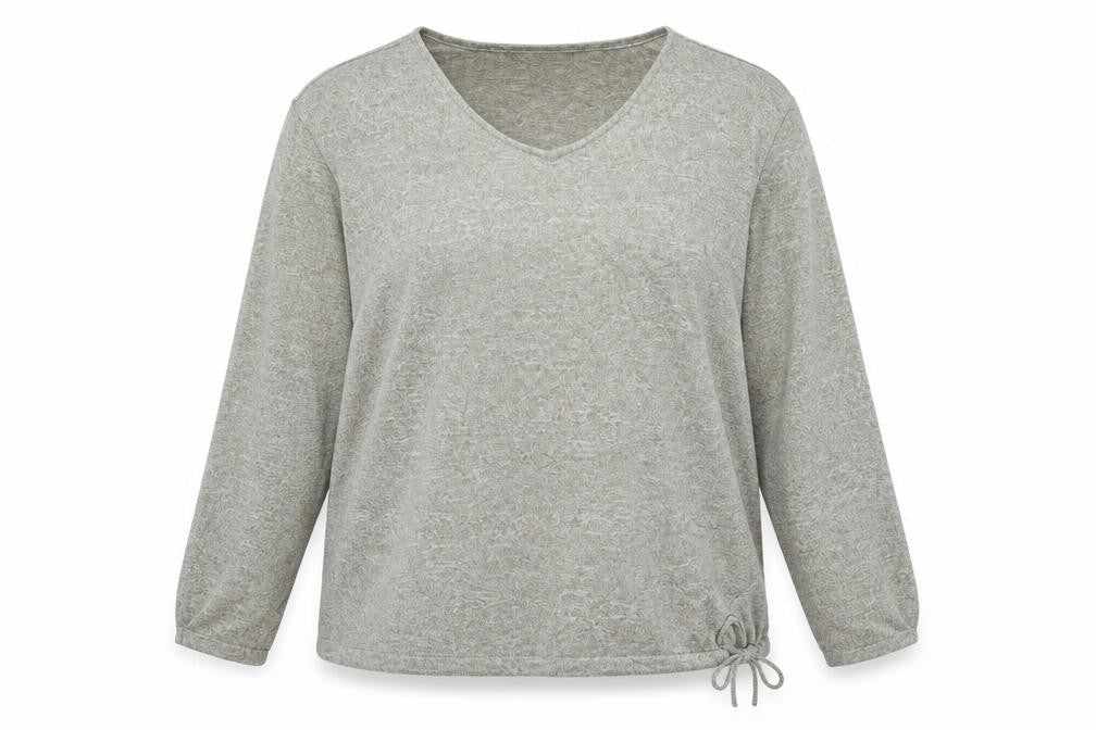 Front view of Beloved Women’s Grey V-Neck Long Sleeve jumper, size 2XL